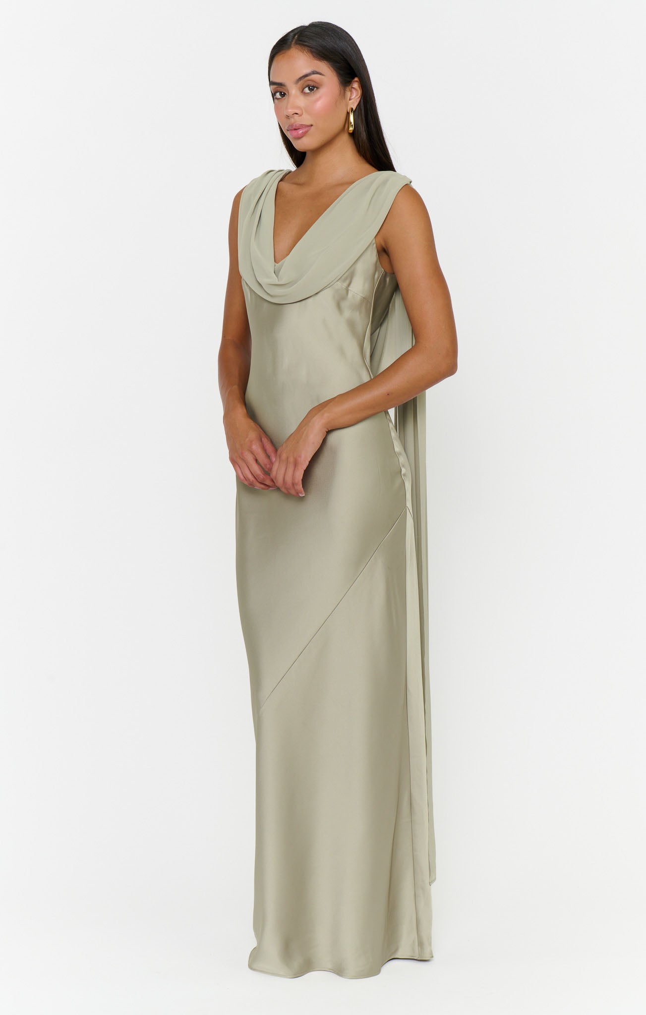 Maya Maxi Dress ~ Moss Green Luxe Satin - Image 4