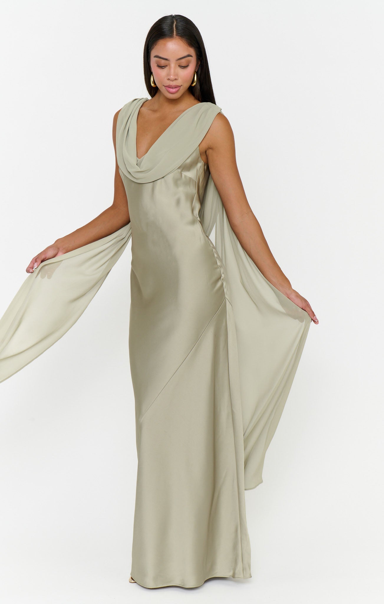 Maya Maxi Dress ~ Moss Green Luxe Satin - Image 5