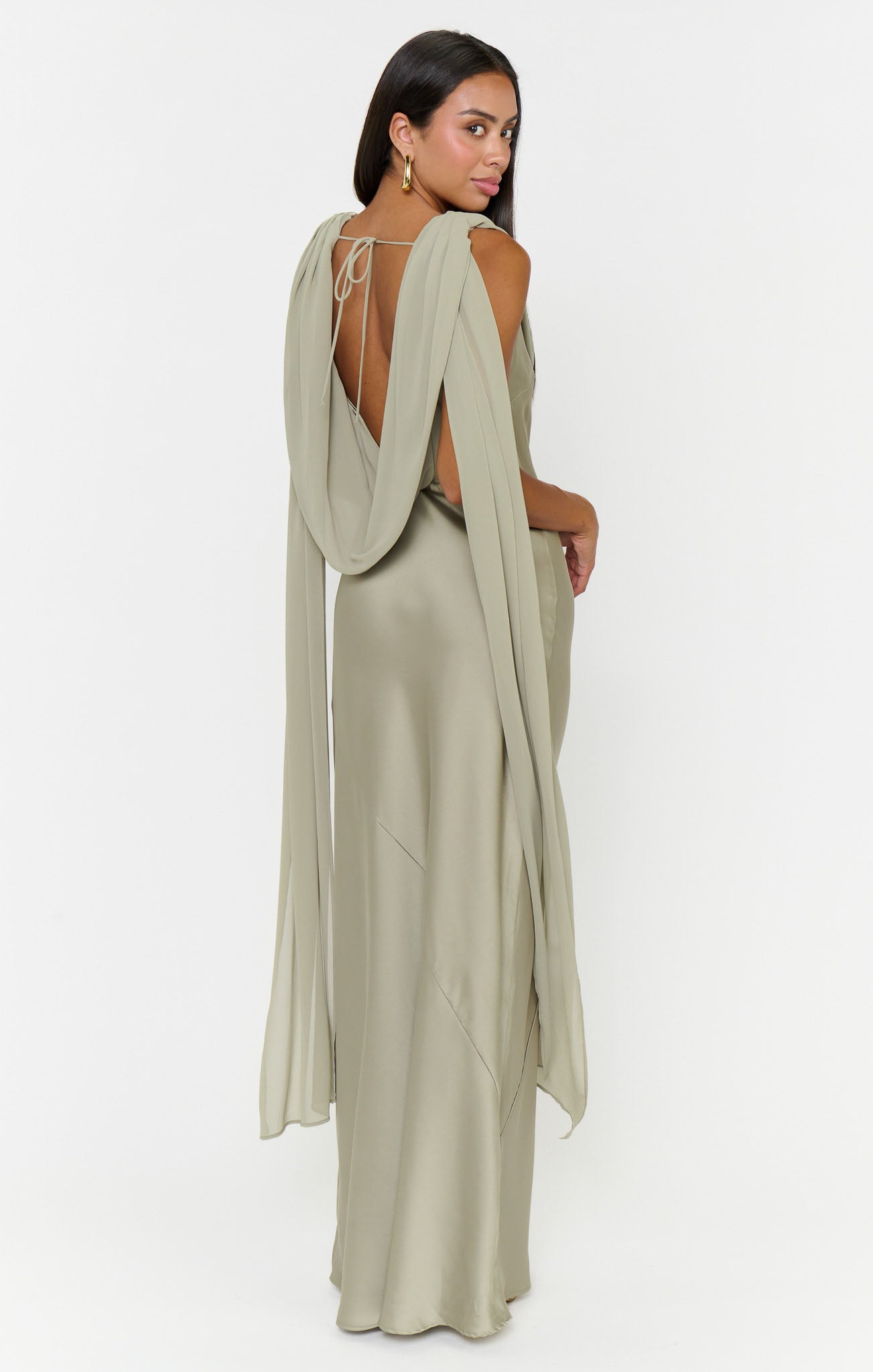 Maya Maxi Dress ~ Moss Green Luxe Satin - Image 8