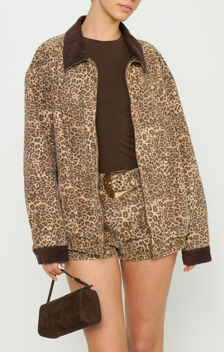Carter Bomber Jacket ~ Mod Leopard Denim