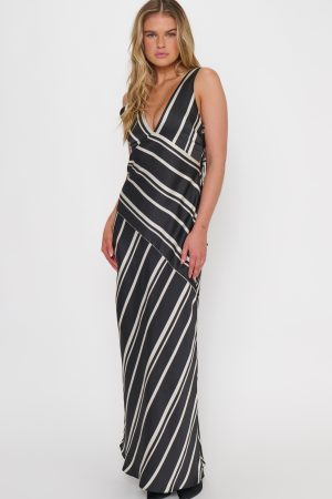Mira Dress ~ Onyx Stripe
