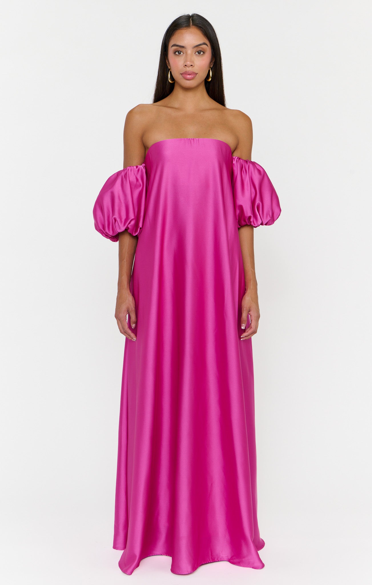 Cassy Maxi Dress ~ Rich Magenta Luxe Satin