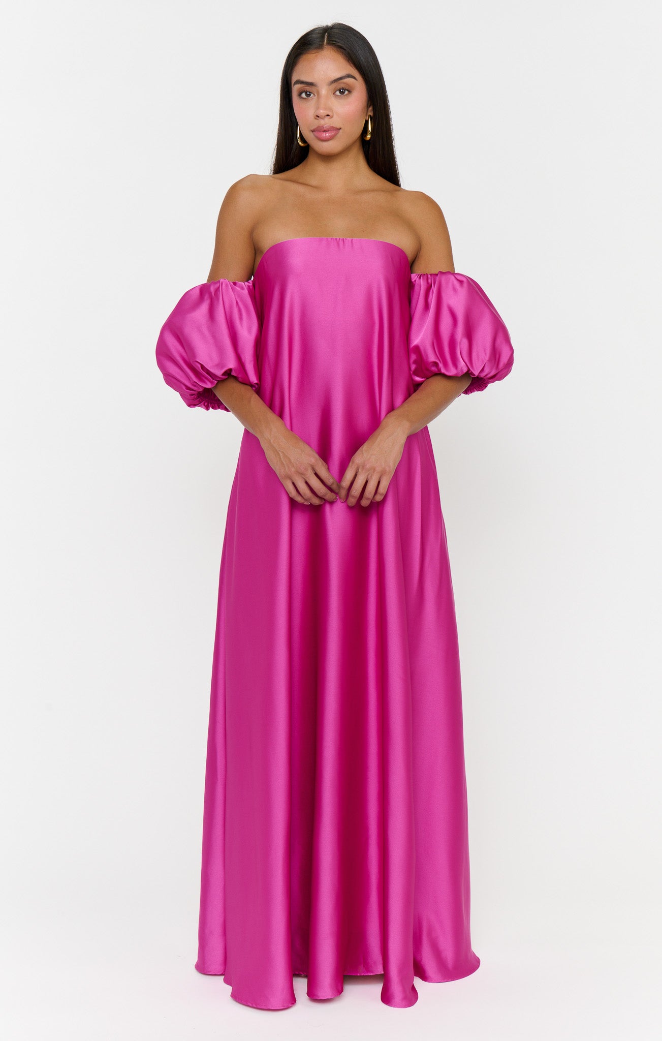 Cassy Maxi Dress ~ Rich Magenta Luxe Satin - Image 2