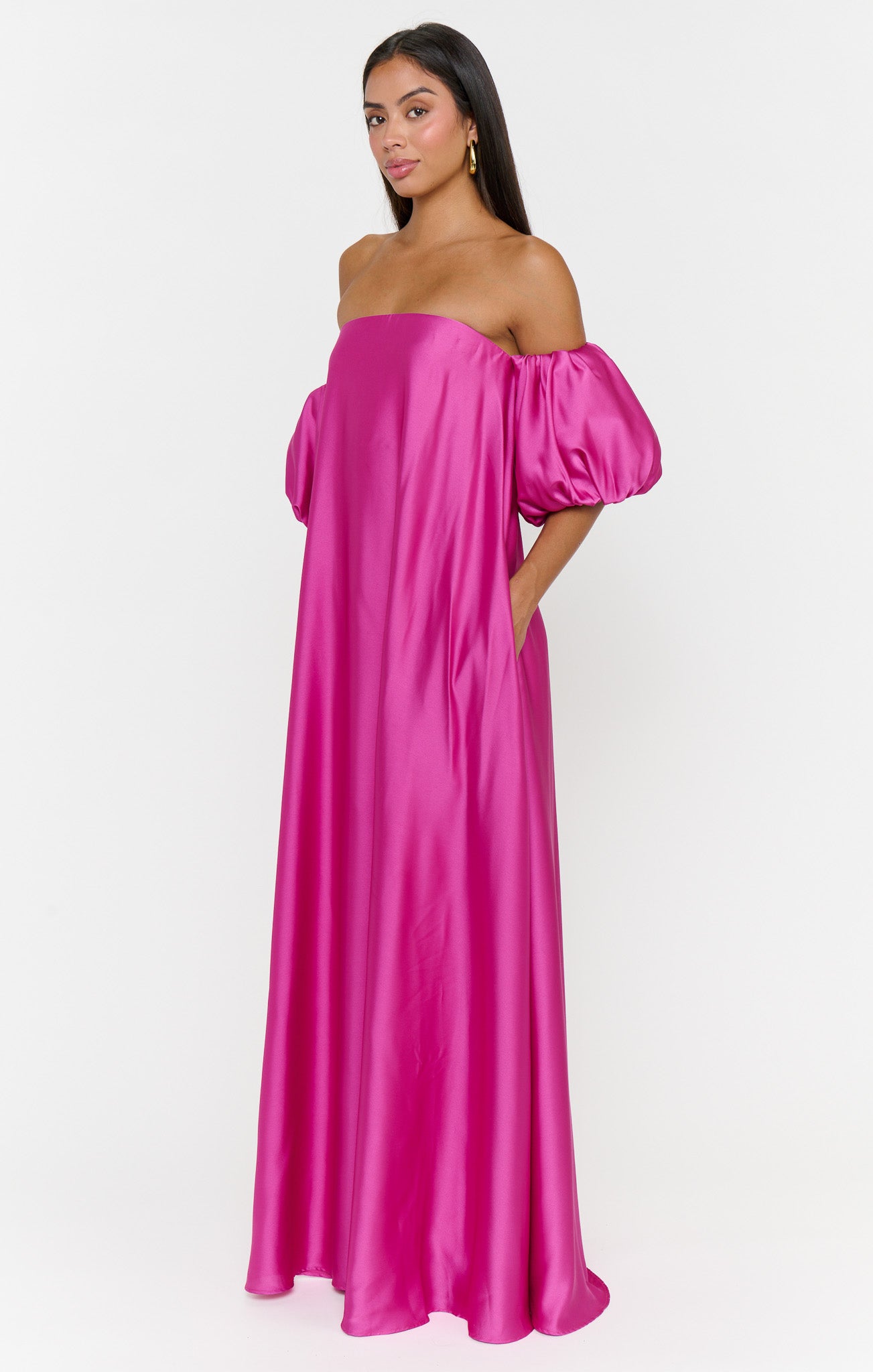 Cassy Maxi Dress ~ Rich Magenta Luxe Satin - Image 3