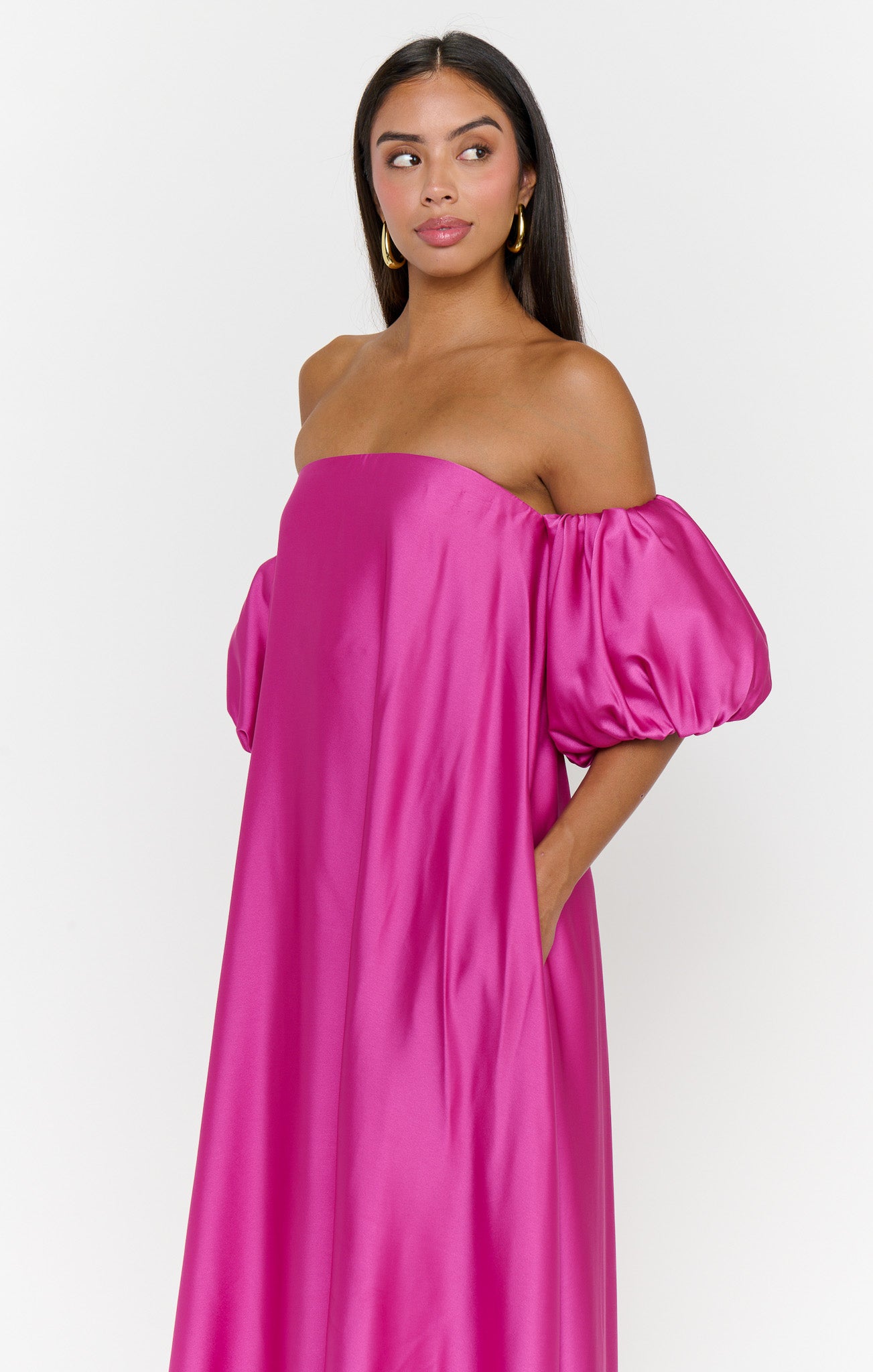 Cassy Maxi Dress ~ Rich Magenta Luxe Satin - Image 4