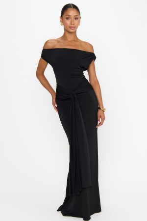Winona Wrap Maxi Dress ~ Black