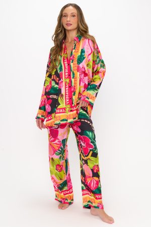 Sleep In PJ Set ~ Hot Tropic Nights Silky